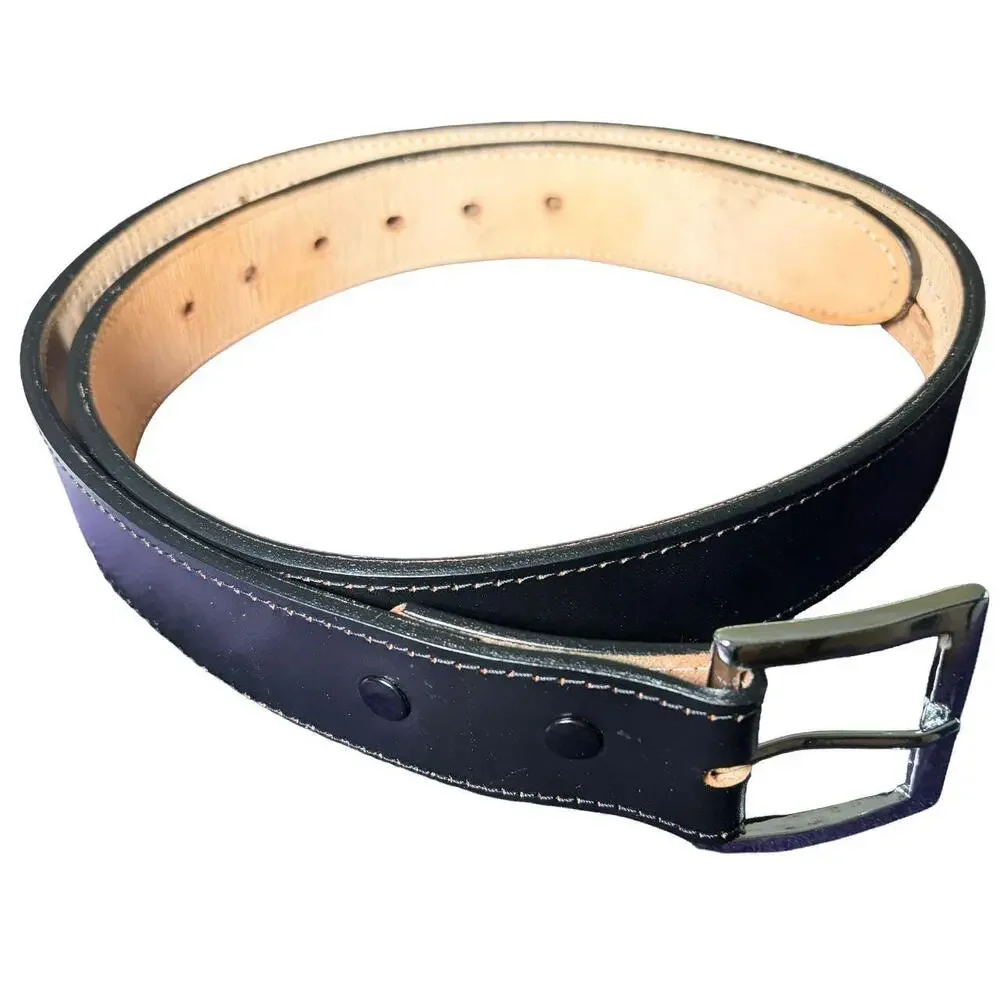 Indecline - Men’s Black Leather Belt with Inner Storage Zip - Size 36